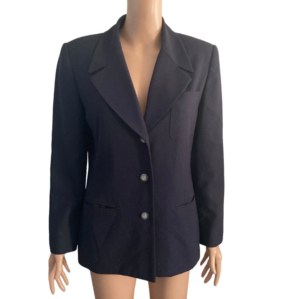 Kasper for ASL Blazer Womens Size 10P 3 Button Single Breasted Navy Blue